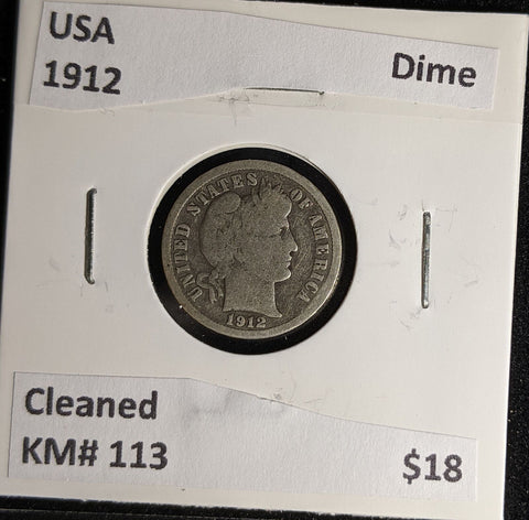 USA 1912 Dime KM# 113 Cleaned #240 #28B