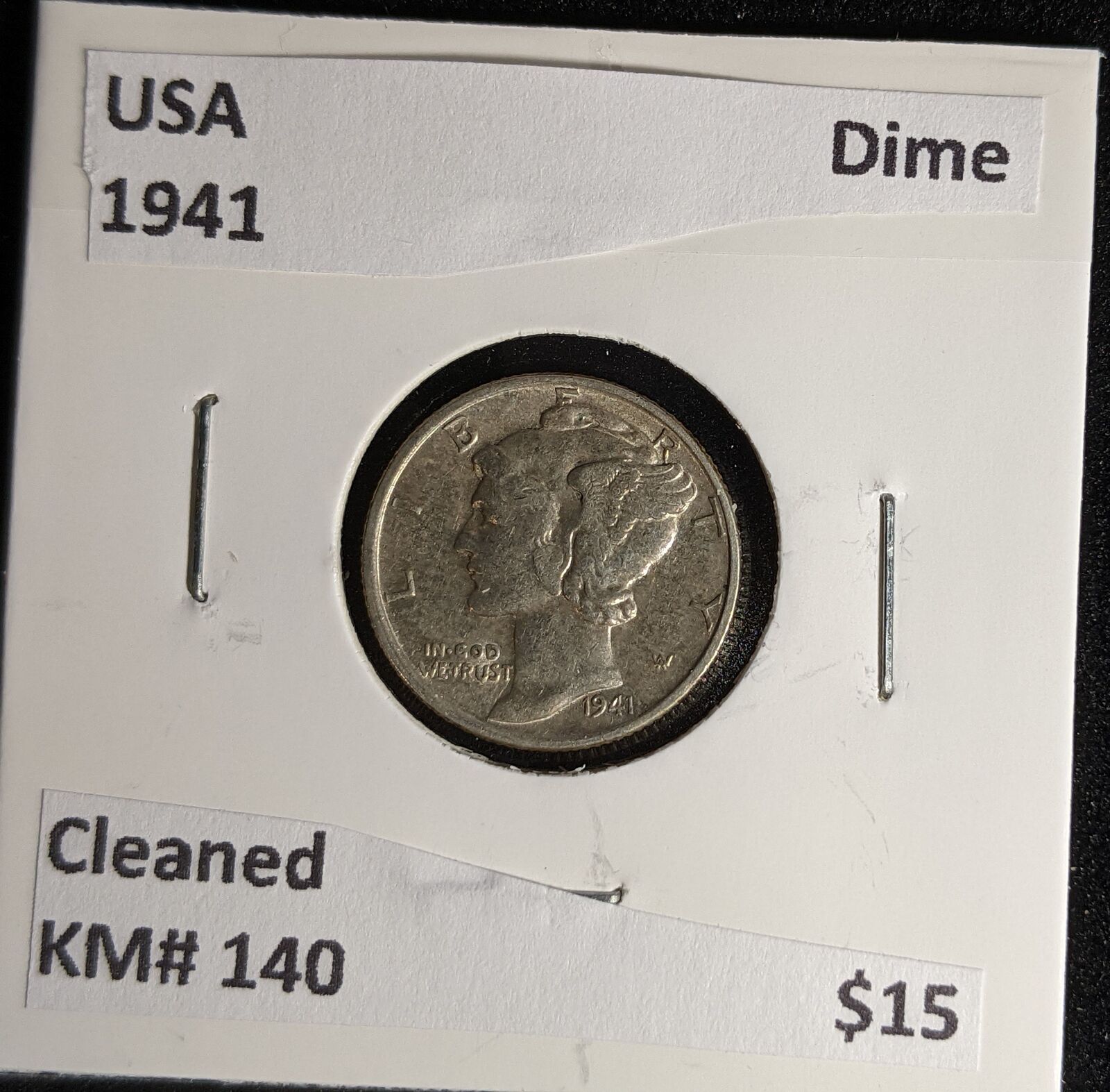 USA 1941 Dime KM# 140 Cleaned #638 #28B