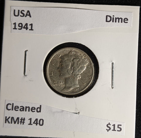 USA 1941 Dime KM# 140 Cleaned #638 #28B