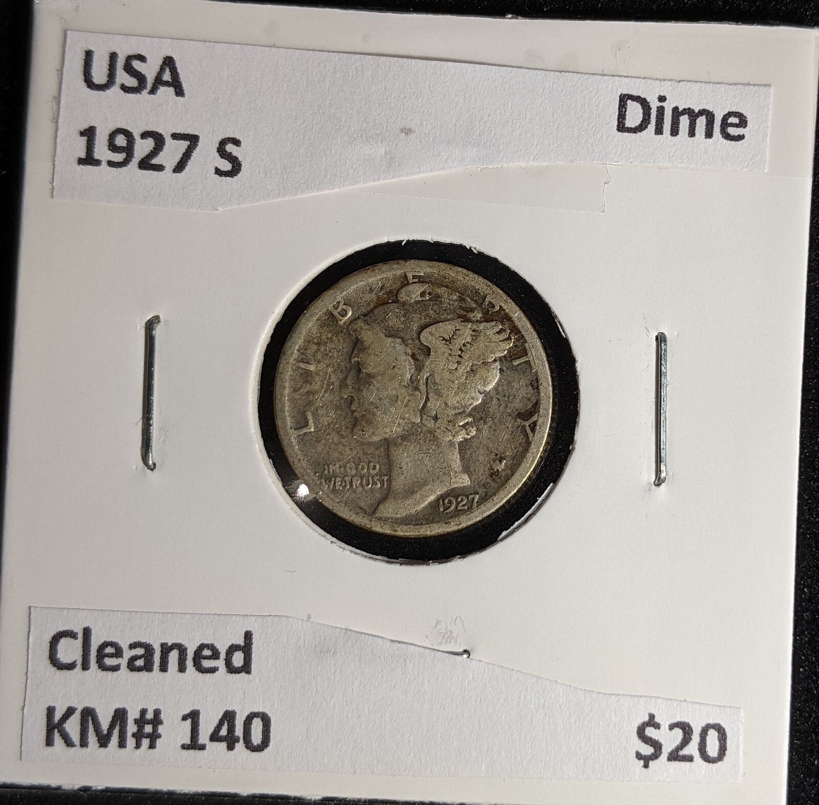 USA 1927 S Dime KM# 140 Cleaned #604 #28B