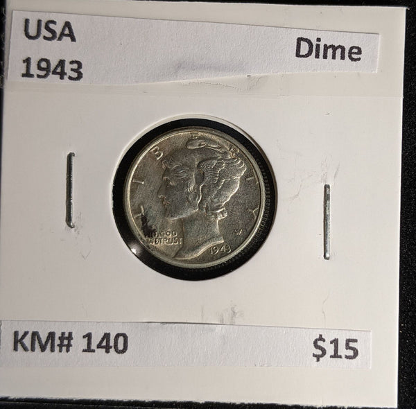 USA 1943 Dime KM# 140 #620 #28B