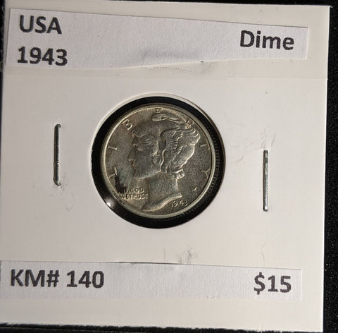 USA 1943 Dime KM# 140 #620 #28B