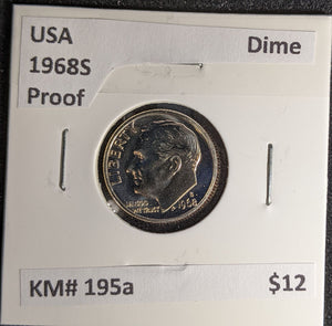 USA Proof 1968 S Dime KM# 195a #195 #28B