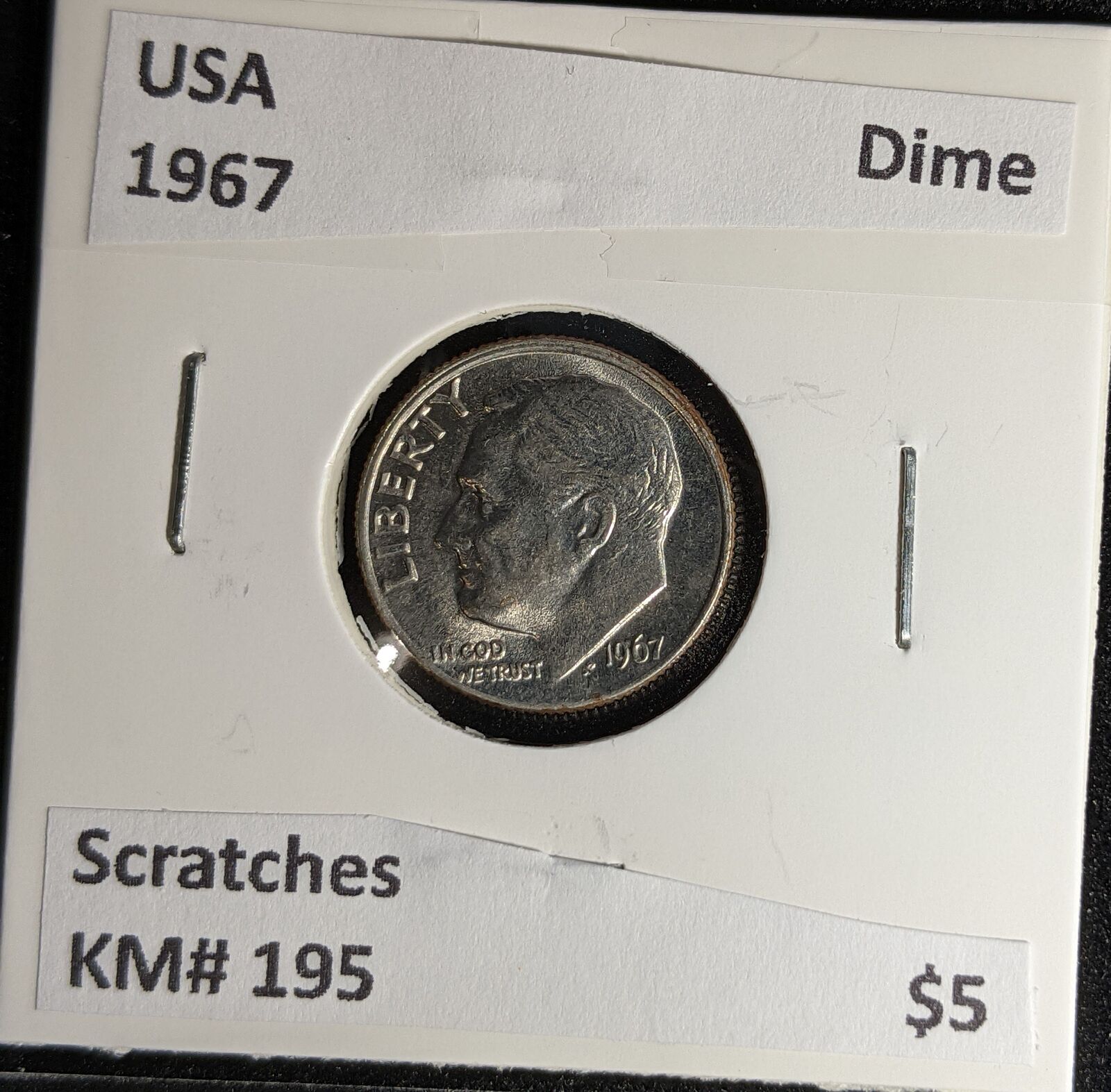 USA 1967 Dime KM# 195a Scratches #251 #28B