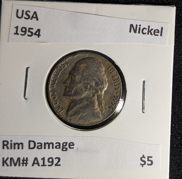 USA 1954 Nickel KM# A192 Rim Damage #593 #28