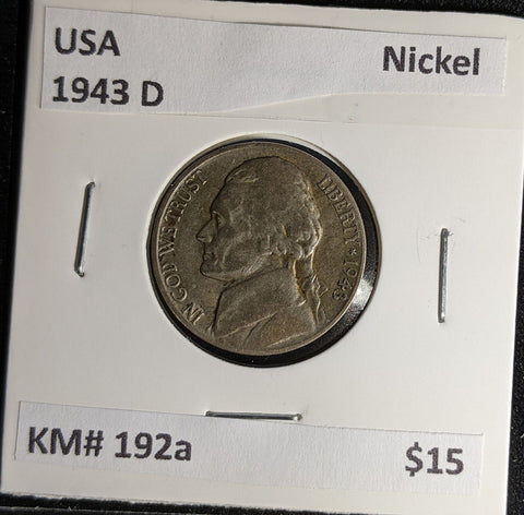USA 1943 D Nickel KM# 192a #650 #29A