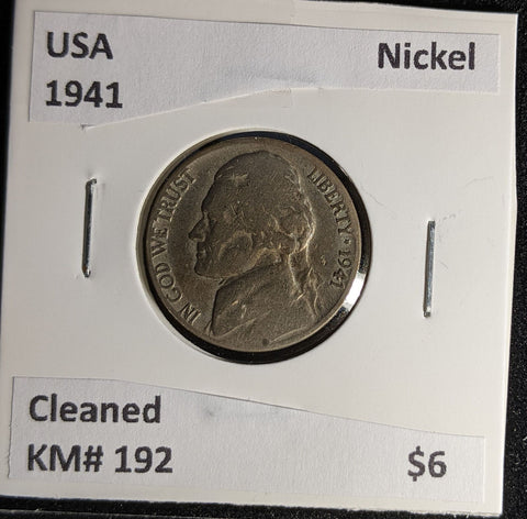USA 1941 Nickel KM# 192 Cleaned #595 #29A