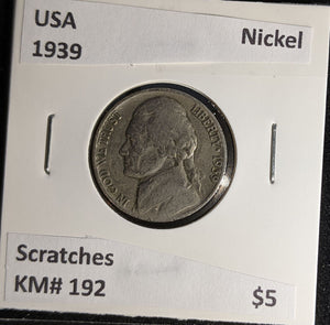 USA 1939 Nickel KM# 192 Scratches #554 #29A