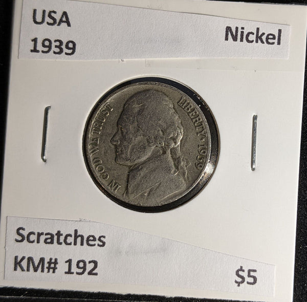 USA 1939 Nickel KM# 192 Scratches #554 #29A