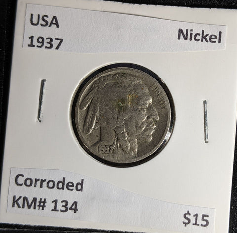USA 1937 Nickel KM# 134 Corroded #189 #29A