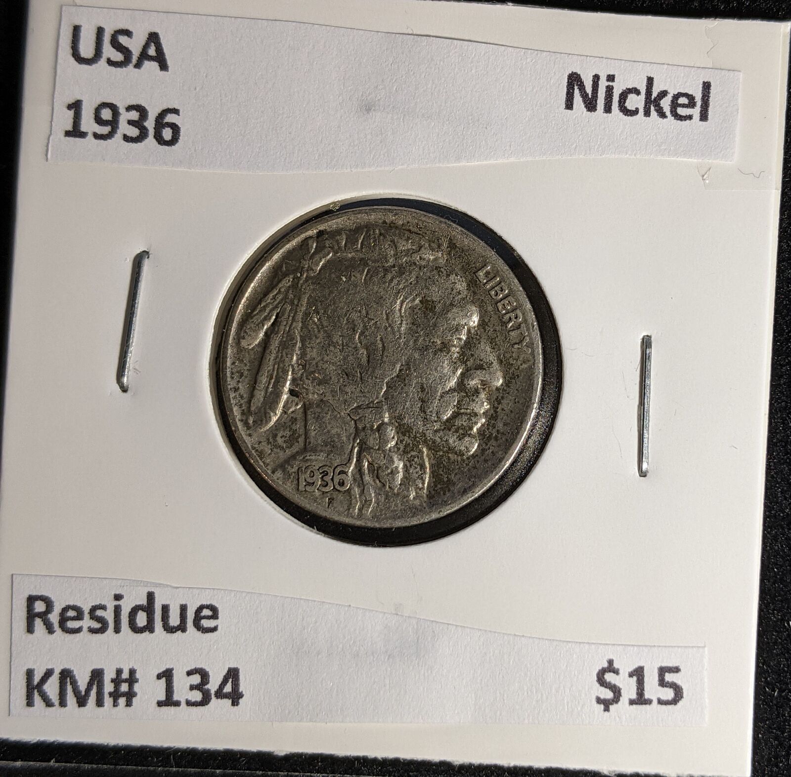 USA 1936 Nickel KM# 134 Residue #644 #29A