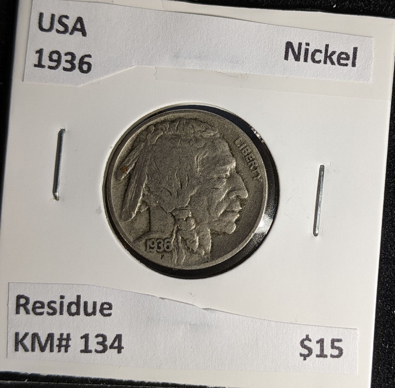 USA 1936 Nickel KM# 134 Residue #635 #29A