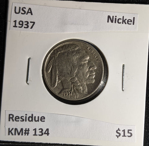 USA 1937 Nickel KM# 134 Residue #645 #29A