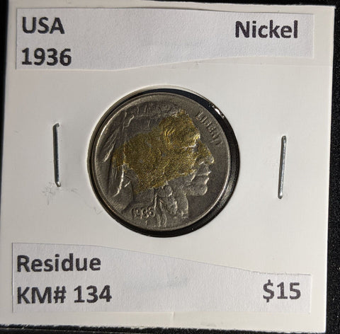 USA 1936 Nickel KM# 134 Residue #263 #29A