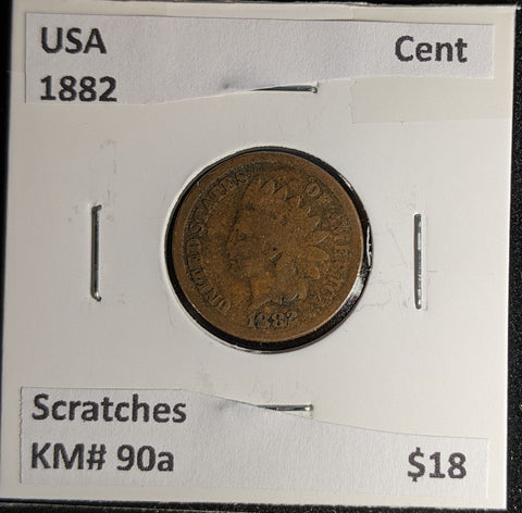 USA 1882 Cent KM# 90a Scratches #243 #29A