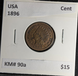 USA 1896 Cent KM# 90a #134 #29B