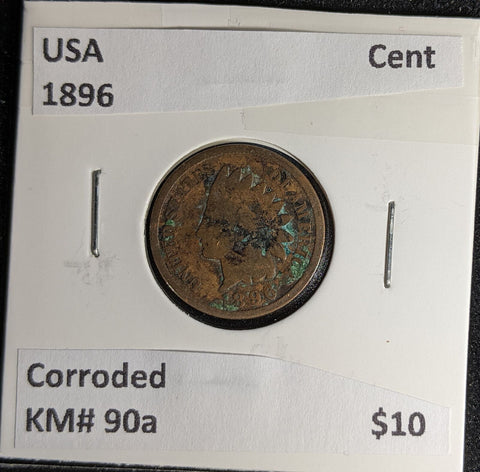 USA 1896 Cent KM# 90a Corroded #139 #29B