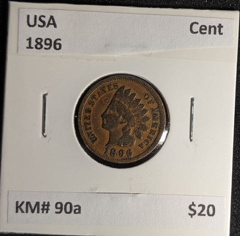 USA 1896 Cent KM# 90a #140 #29B