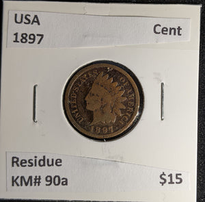 USA 1897 Cent KM# 90a Residue #145 #29B