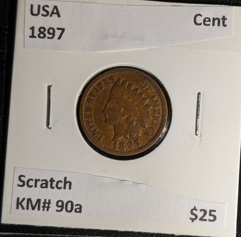 USA 1897 Cent KM# 90a Scratch #133 #29B