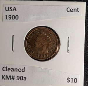 USA 1900 Cent KM# 90a Cleaned #252 #29B