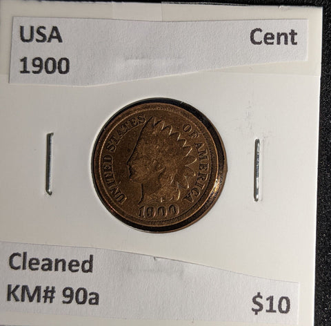 USA 1900 Cent KM# 90a Cleaned #252 #29B