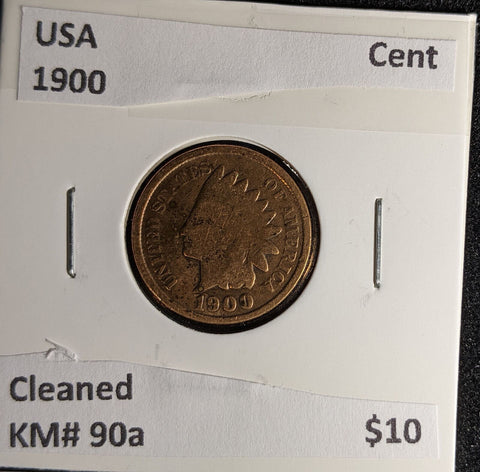 USA 1900 Cent KM# 90a Cleaned #254 #29B