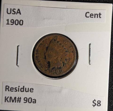 USA 1900 Cent KM# 90a Residue #266 #29B