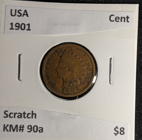 USA 1901 Cent KM# 90a Scratch #021 #29B