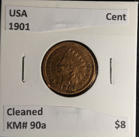 USA 1901 Cent KM# 90a Cleaned #271 #29B