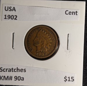 USA 1902 Cent KM# 90a Scratches #055 #29B