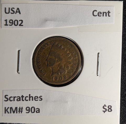 USA 1902 Cent KM# 90a Scratches #290 #29C