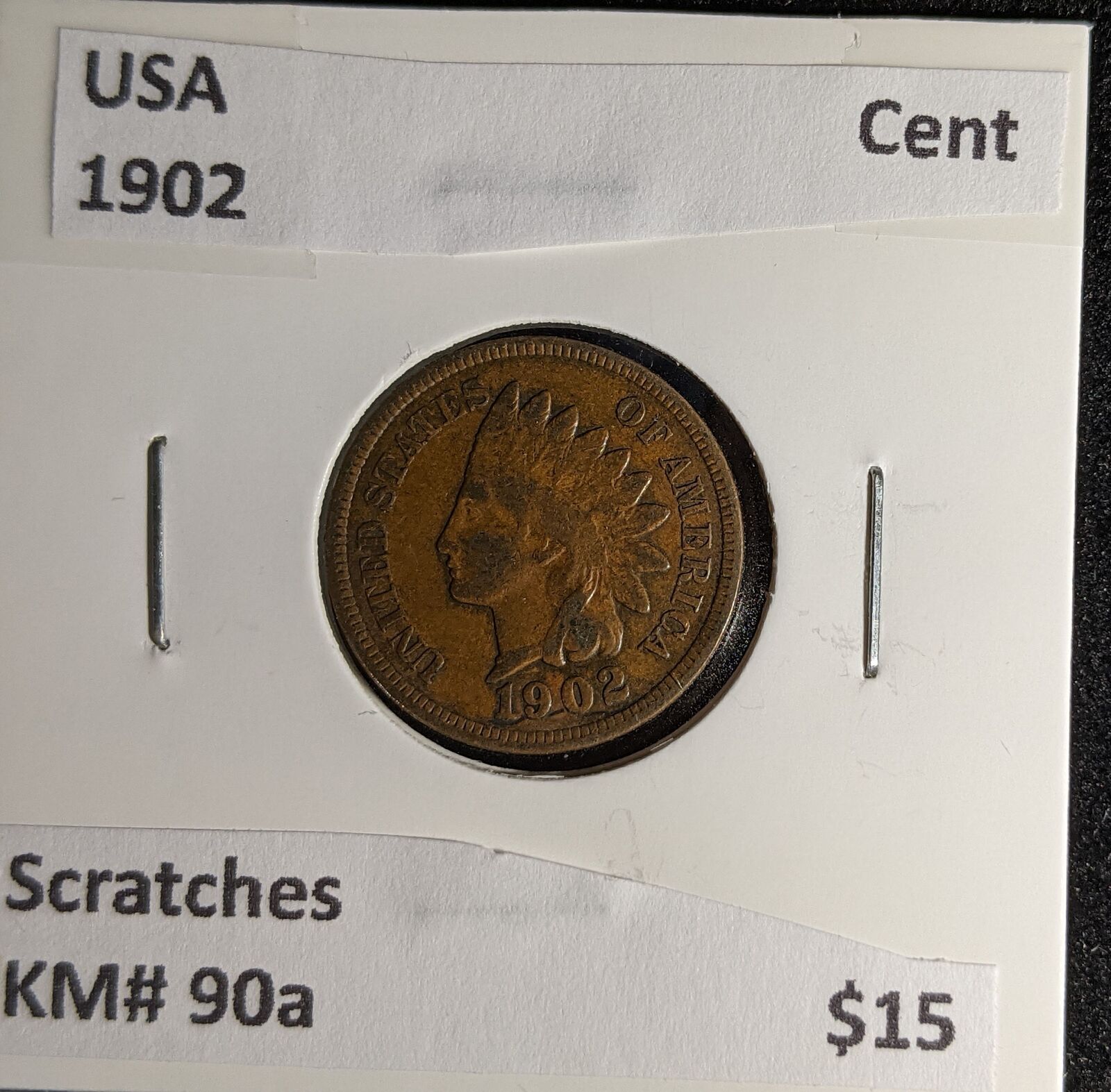 USA 1902 Cent KM# 90a Scratches #040 #29C