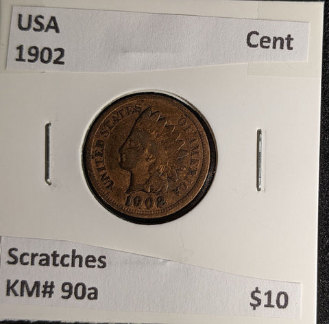 USA 1902 Cent KM# 90a Scratches #019 #29C