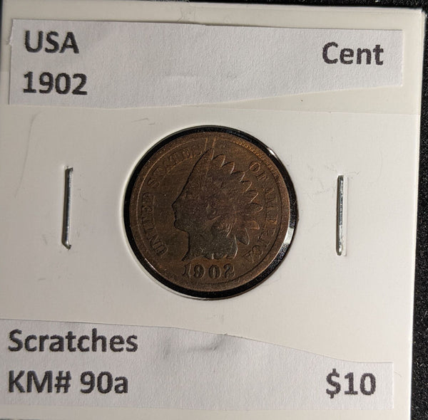 USA 1902 Cent KM# 90a Scratches #269 #29C