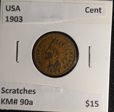 USA 1903 Cent KM# 90a Scratches #279 #29C