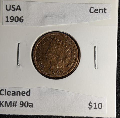 USA 1906 Cent KM# 90a Cleaned #027 #30A