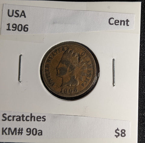 USA 1906 Cent KM# 90a Scratches #037 #30A