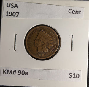 USA 1907 Cent KM# 90a #018 #30A