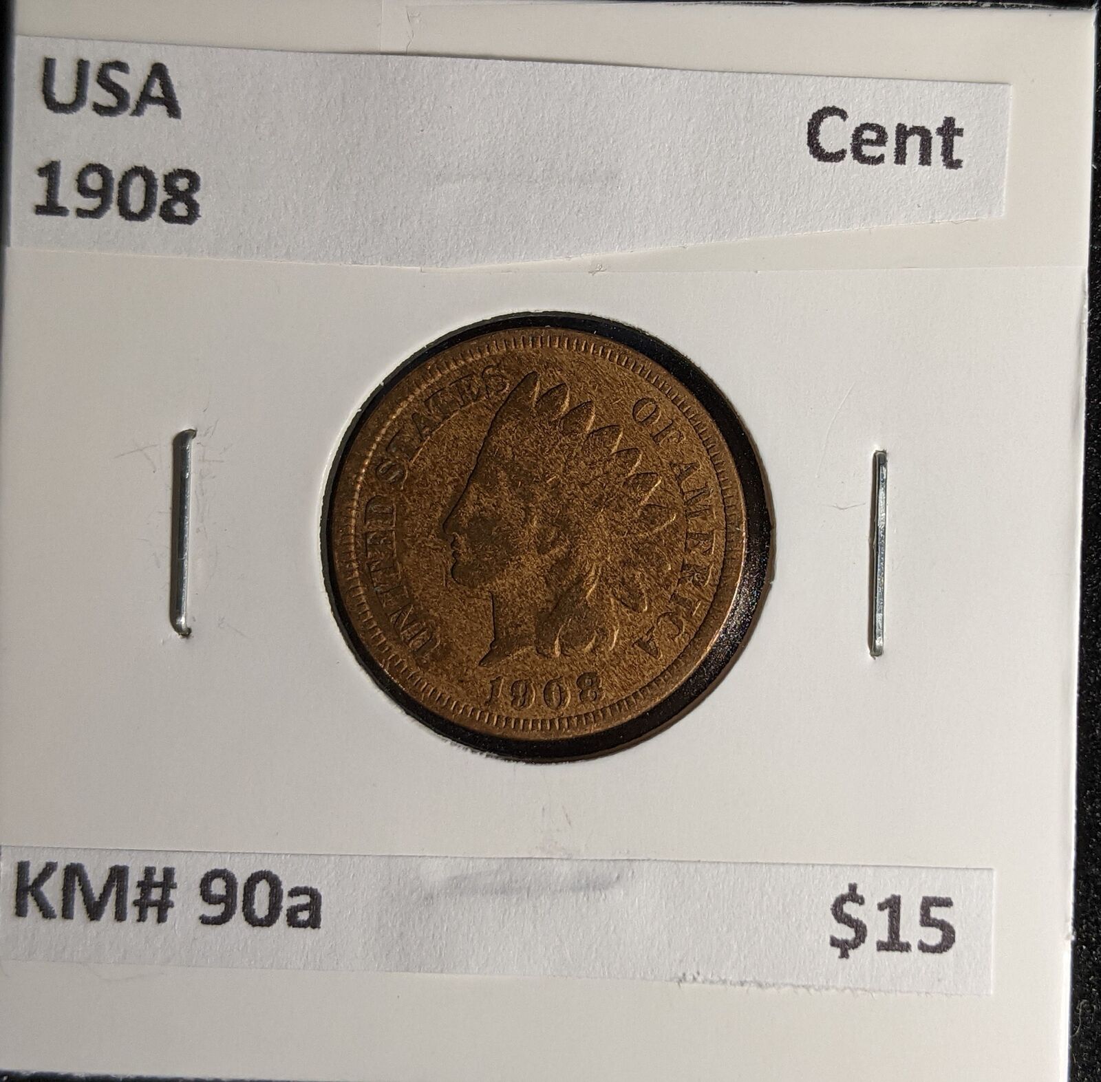 USA 1908 Cent KM# 90a #285 #30B
