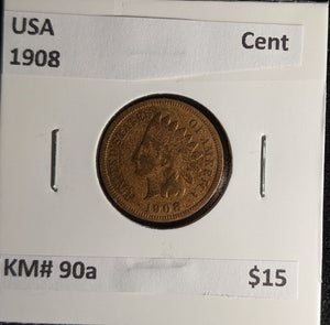 USA 1908 Cent KM# 90a #285 #30B
