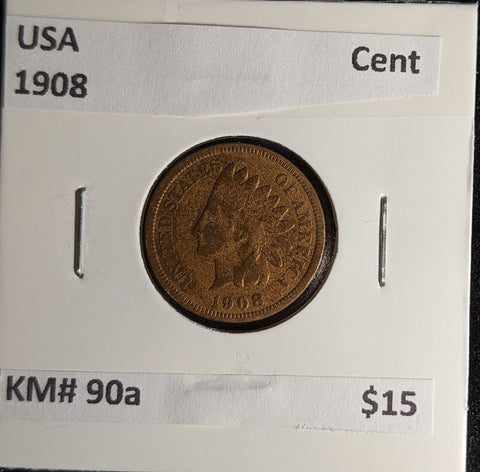 USA 1908 Cent KM# 90a #285 #30B