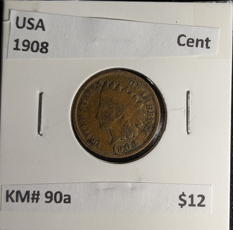 USA 1908 Cent KM# 90a #051 #30B