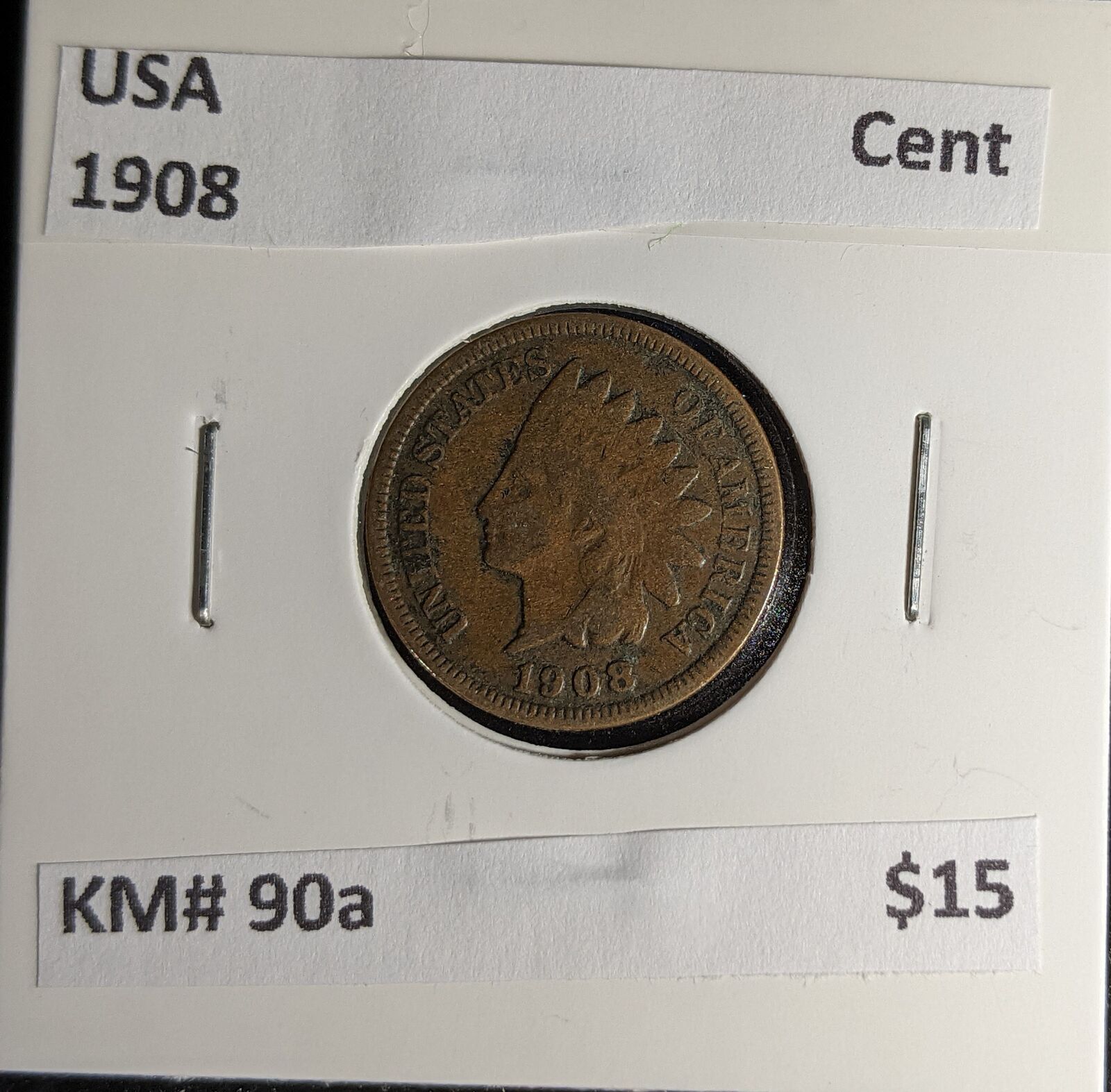 USA 1908 Cent KM# 90a #009 #30B