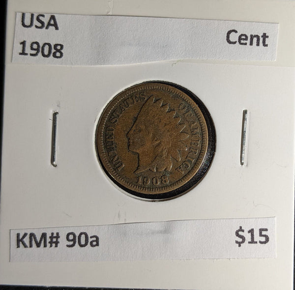 USA 1908 Cent KM# 90a #009 #30B