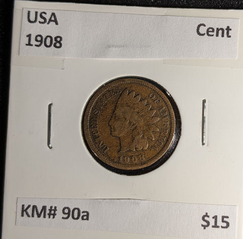 USA 1908 Cent KM# 90a #215 #30B