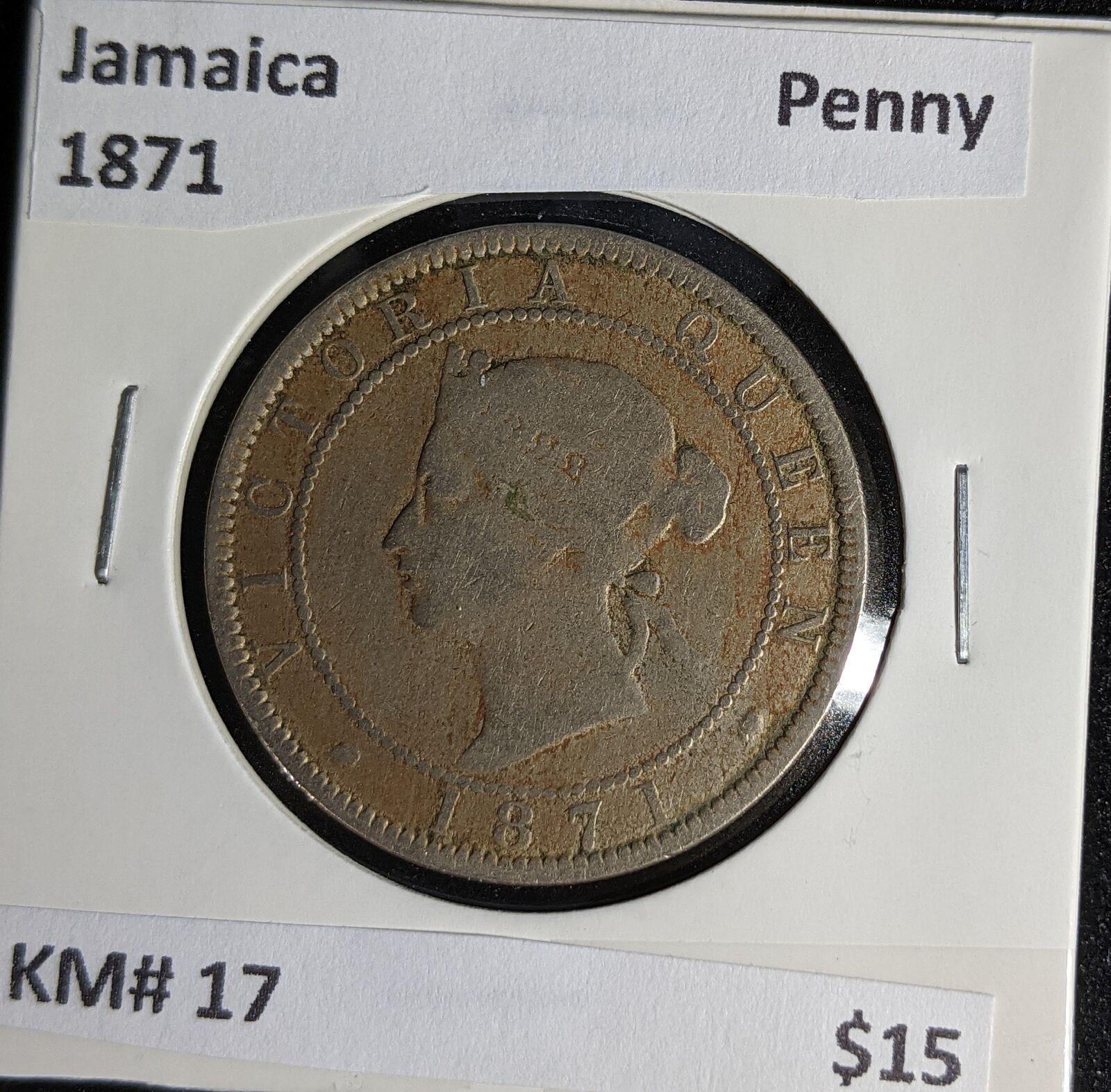 Jamaica 1871 Penny KM# 17 #405 #30B