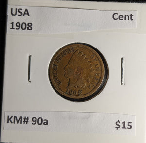 USA 1908 Cent KM# 90a #211 #30B