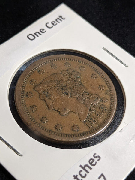 USA 1848 One Cent KM# 67 Scratches #209 #30C