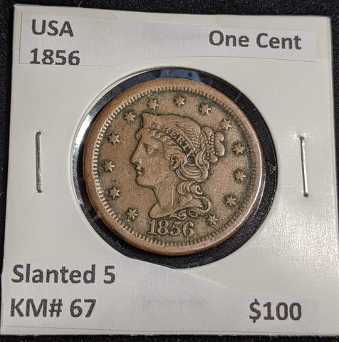 USA 1856 Slanted 5 One Cent KM# 67 #205 #30C